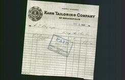 Monthly Statement - Kahn Tailoring Co. of Indianapolis