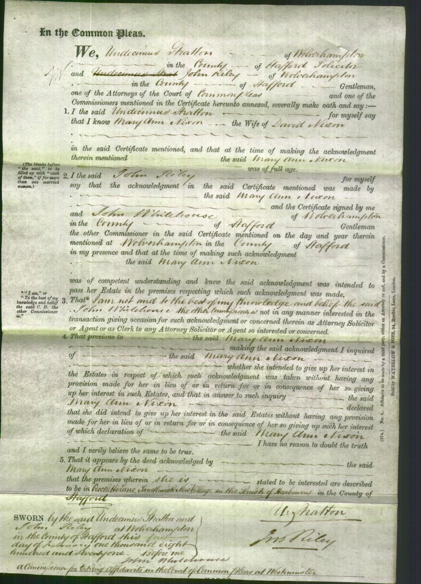 Court of Common Pleas - Mary Ann Nixon