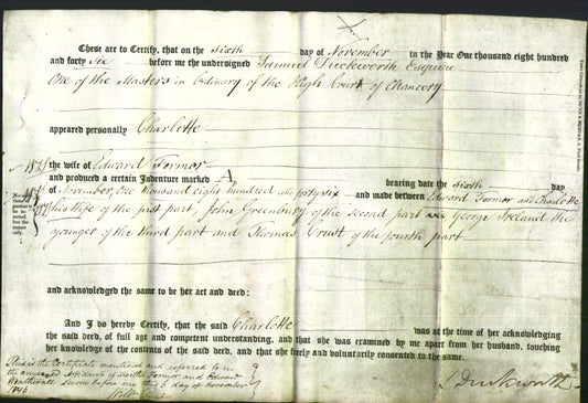 Deed by Married Women - Charlotte Fermor-Original Ancestry