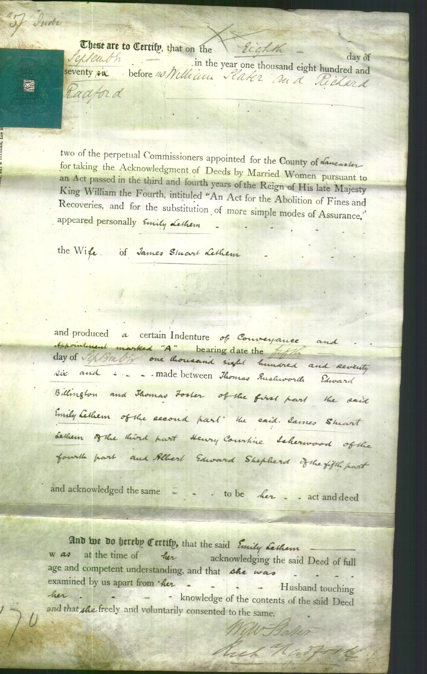 Deed by Married Women - Emily Letham