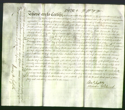 Deed by Married Women - Ann Hinks, Rebecca WIlson, Mary Upton, Catherine Wilson, Martha Pratchat, Mary Wilson and Mary Ann Wilson