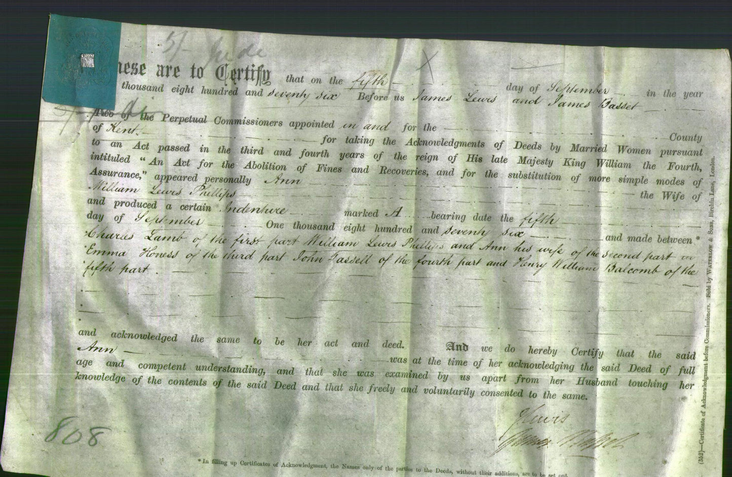 Deed by Married Women - Ann Phillips