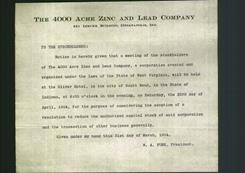 Letterhead - The 4000 Acre Zinc and Lead Co.