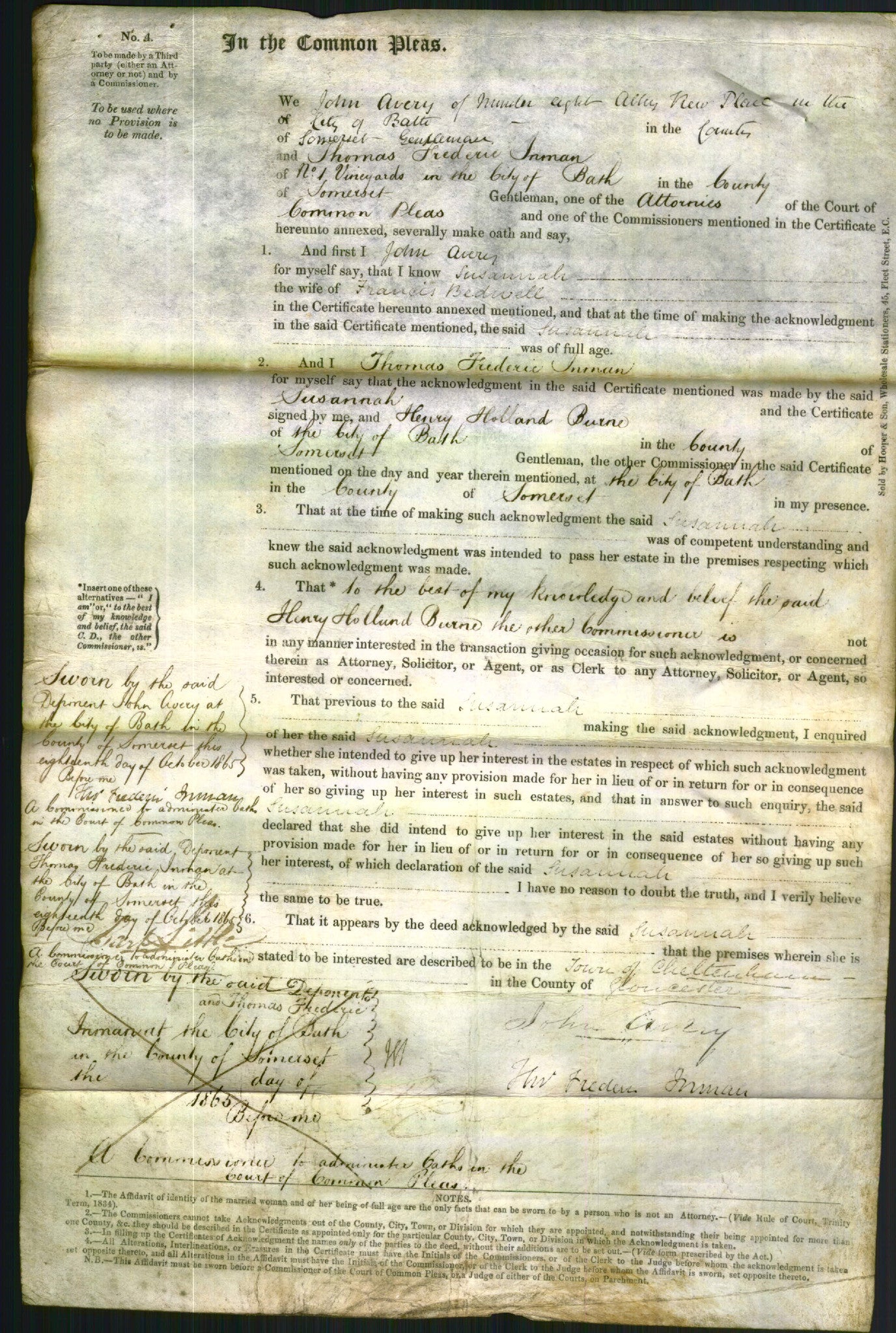 Court of Common Pleas - Susannah Bedwell-Original Ancestry