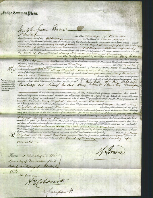 Court of Common Pleas - Mary Ward, Elizabeth Thornywell, Sarah Lowe and Prudence Rollason-Original Ancestry