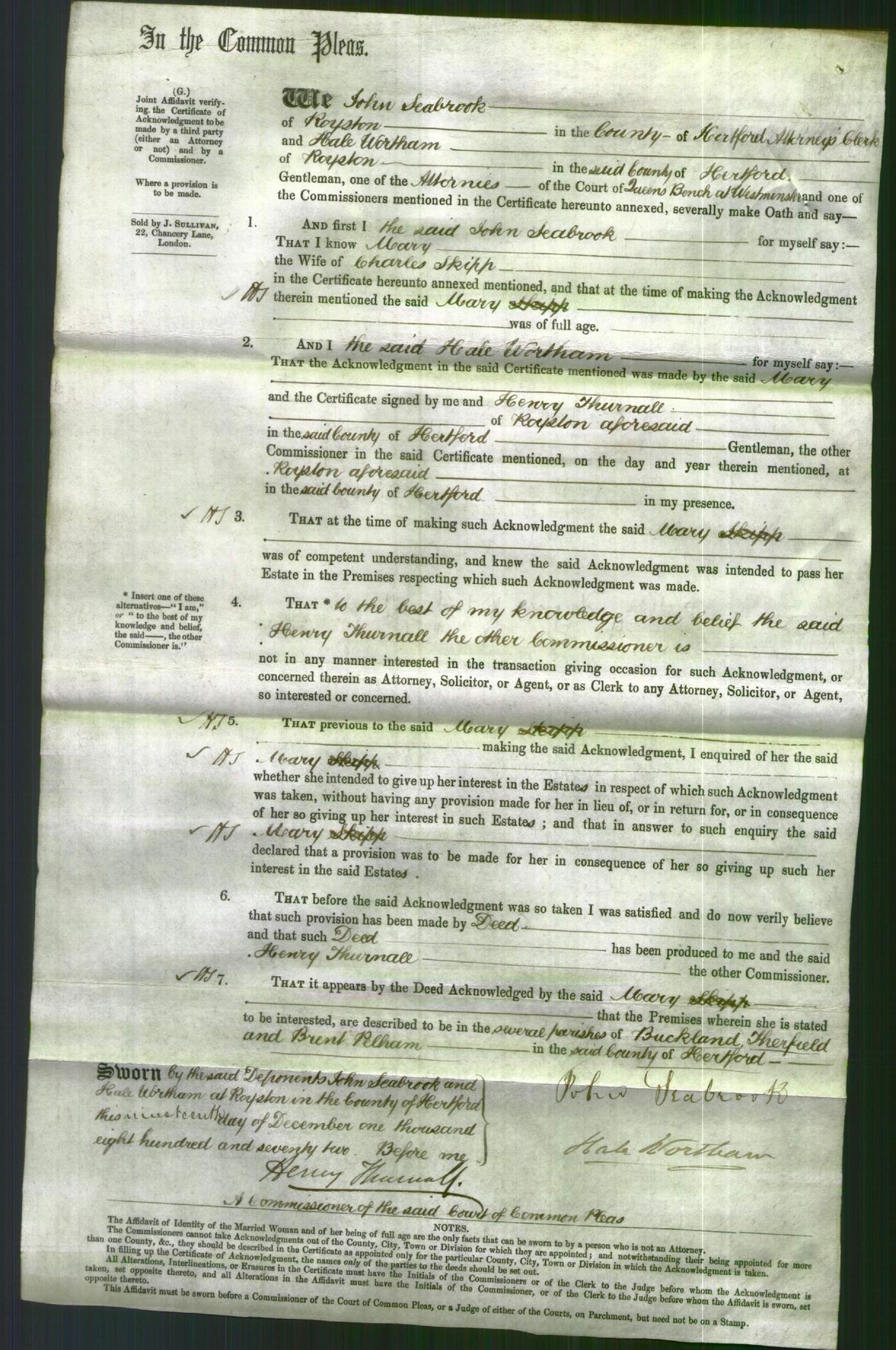 Court of Common Pleas - Mary Skipp