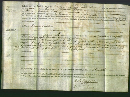 Deed by Married Women - Elizabeth Seddon