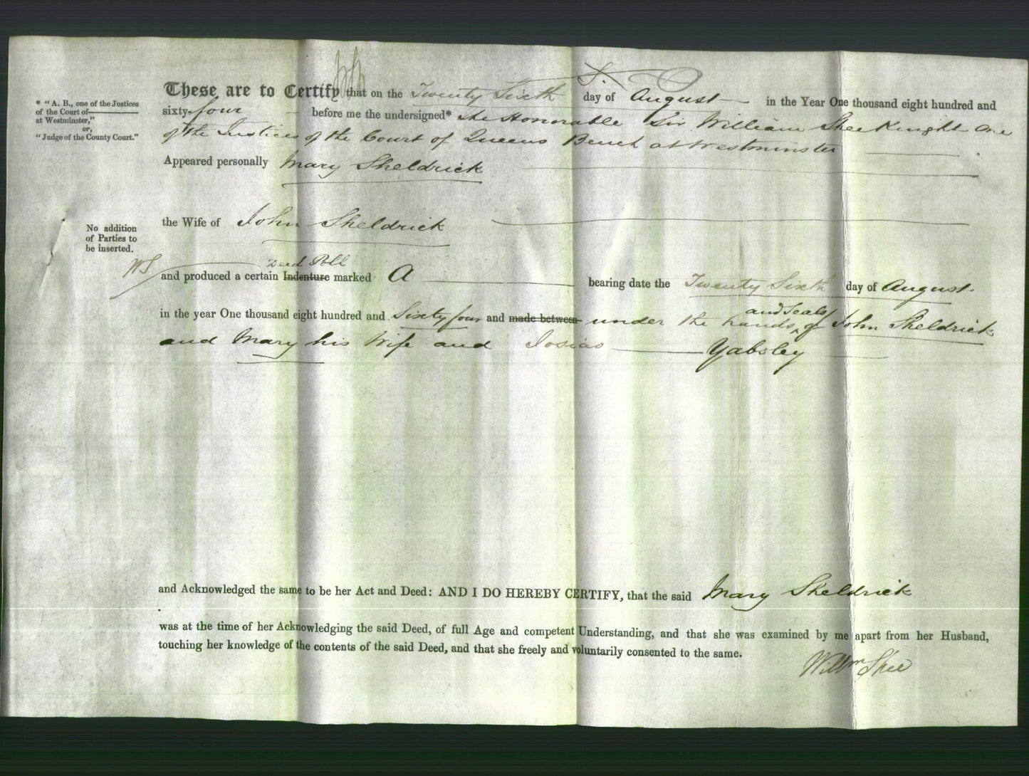 Deed by Married Women - Mary Sheldrick