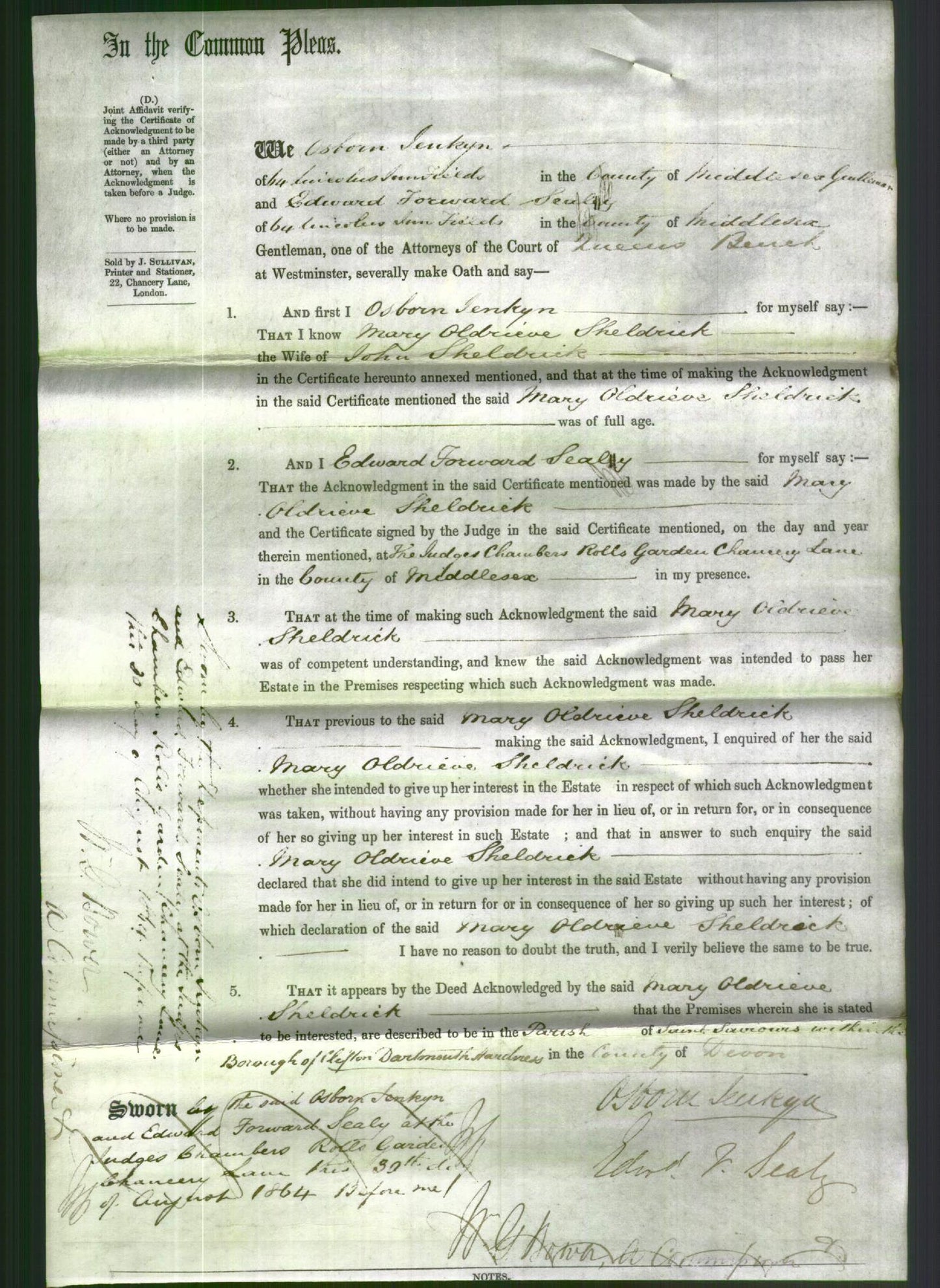 Court of Common Pleas - Mary Sheldrick