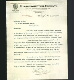 Letterhead - Pittsburgh Steel Company
