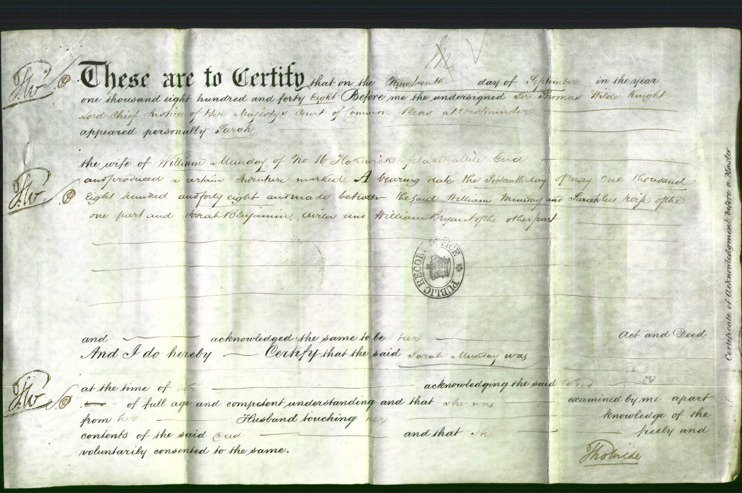 Deed by Married Women - Sarah Munday-Original Ancestry