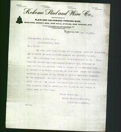 Letterhead - Kokomo Steel and Wire Co.