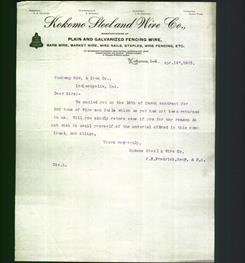 Letterhead - Kokomo Steel and Wire Co.