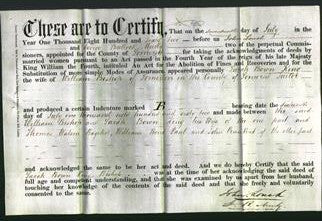 Deed by Married Women - Sarah Bown King Bishop-Original Ancestry