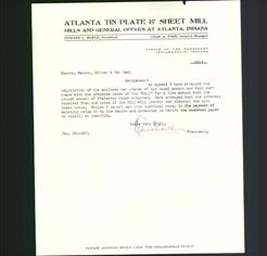Letterhead - Atlanta Tin Plate and Sheet Mill
