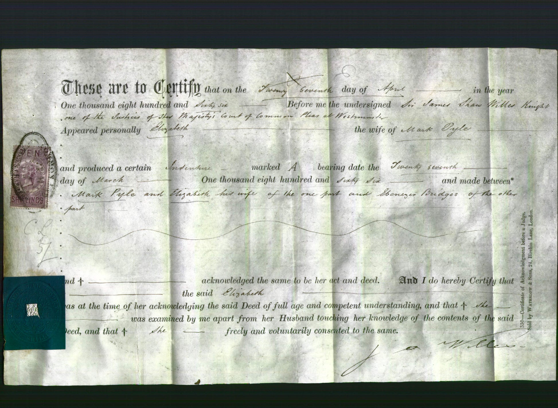 Deed by Married Women - Elizabeth Dyle-Original Ancestry