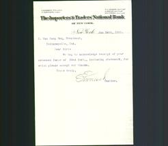 Letterhead - The Importers' & Traders' National Bank