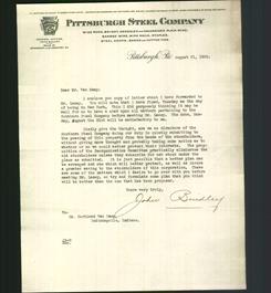 Letterhead - Pittsburgh Steel Company