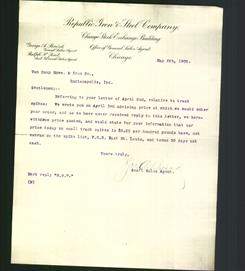 Letterhead - Republic Iron & Steel Company