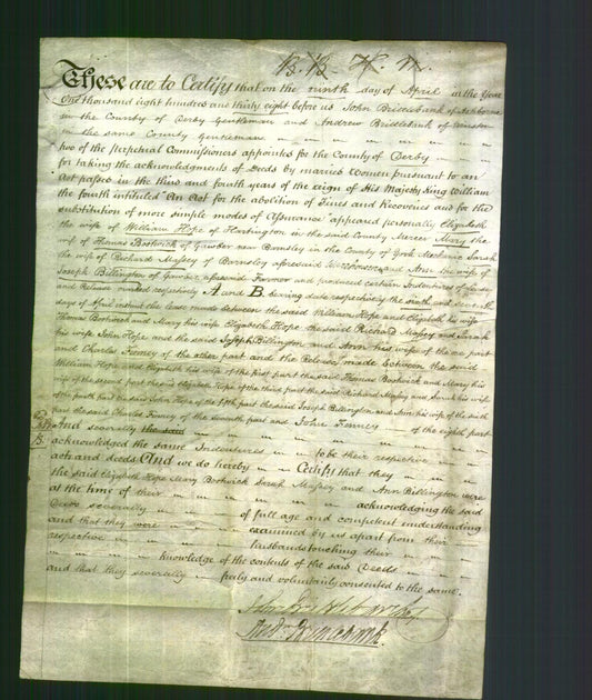 Deed by Married Women - Elizabeth Hope, Mary Bostwick, Sarah Massey and Ann Billington