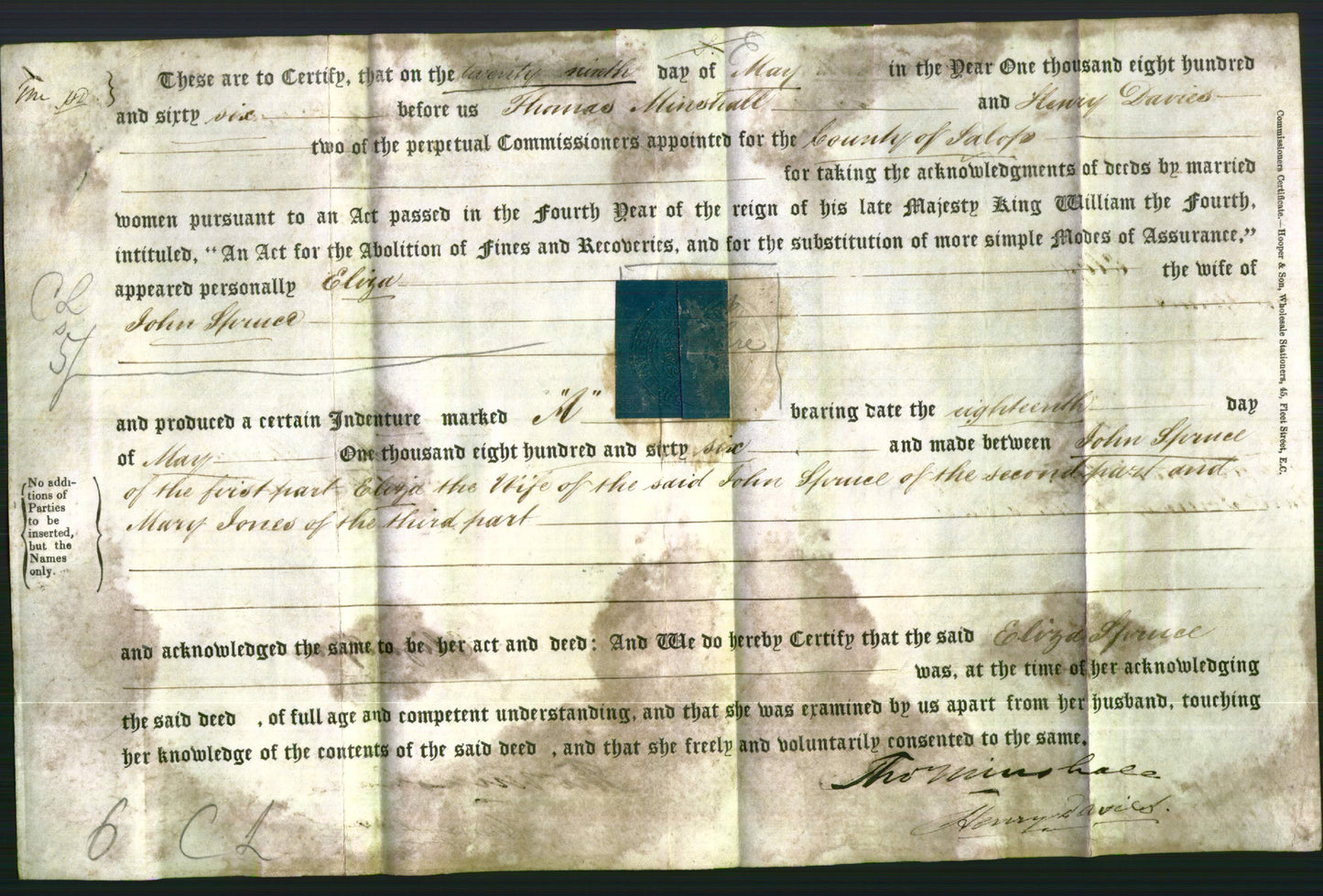 Deed by Married Women - Eliza Spruce-Original Ancestry