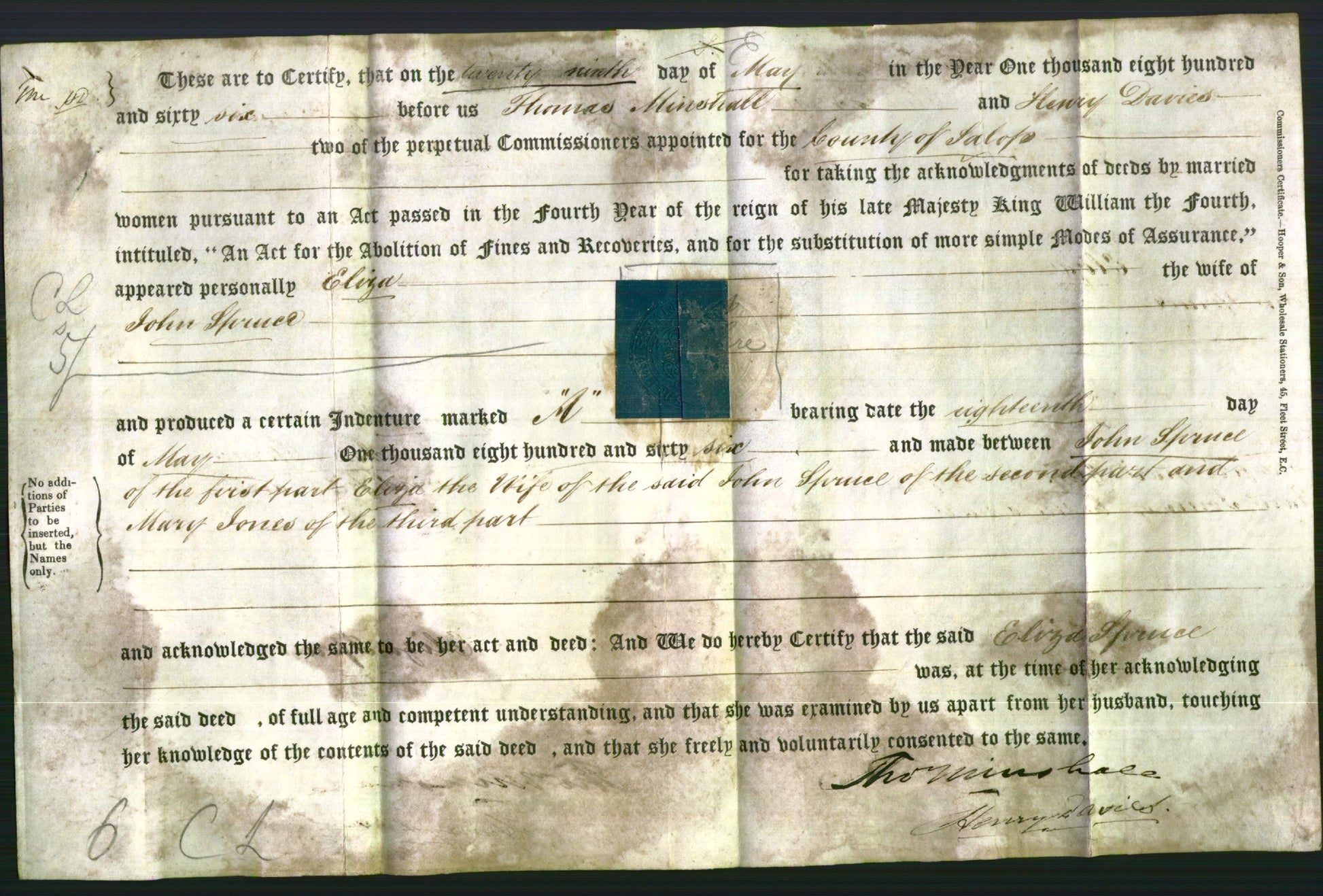 Deed by Married Women - Eliza Spruce-Original Ancestry