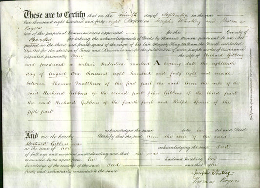 Deed by Married Women - Ann Gibbons-Original Ancestry