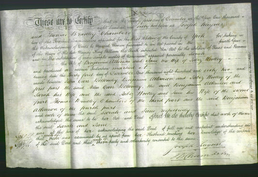 Deed by Married Women - Sarah Atkinson and Jane Woolley