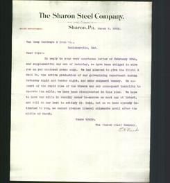 Letterhead - The Sharon Steel Company