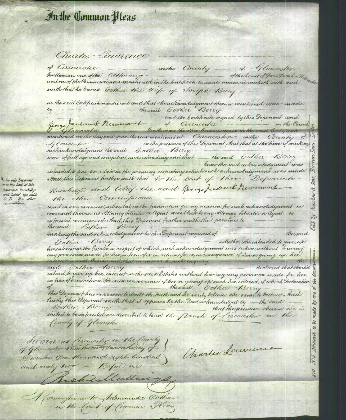 Court of Common Pleas - Esther Berry