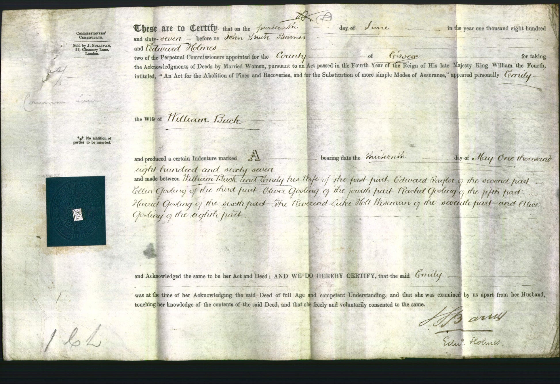 Deed by Married Women - Emily Buck-Original Ancestry