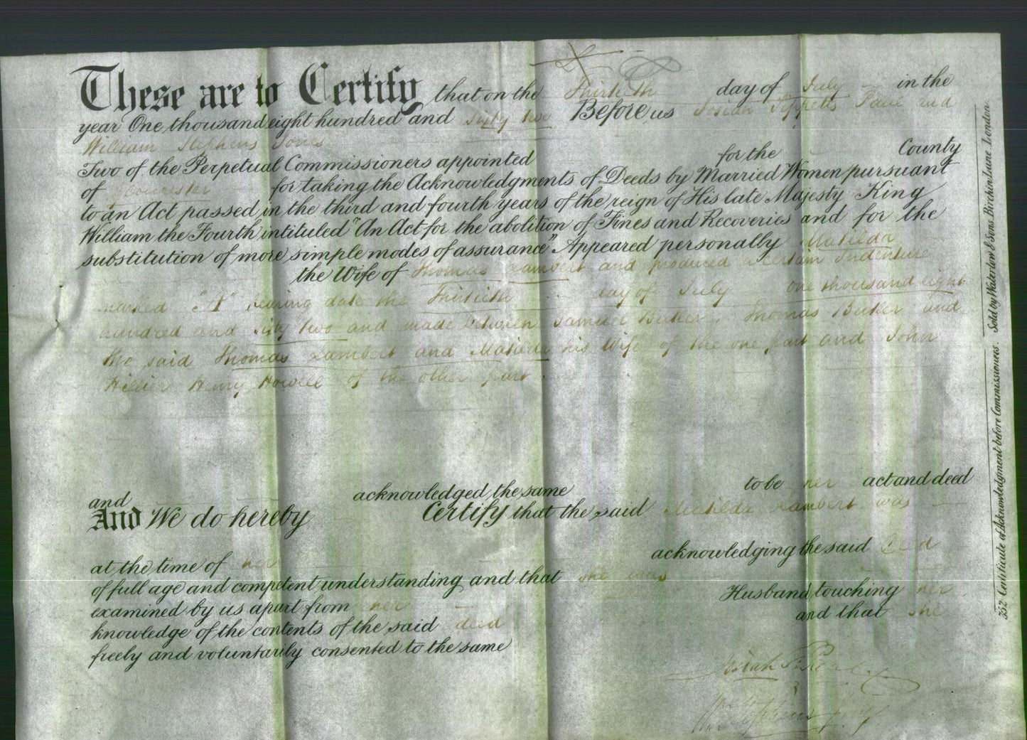 Deed by Married Women - Matilda Lambert