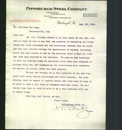 Letterhead - Pittsburgh Steel Company
