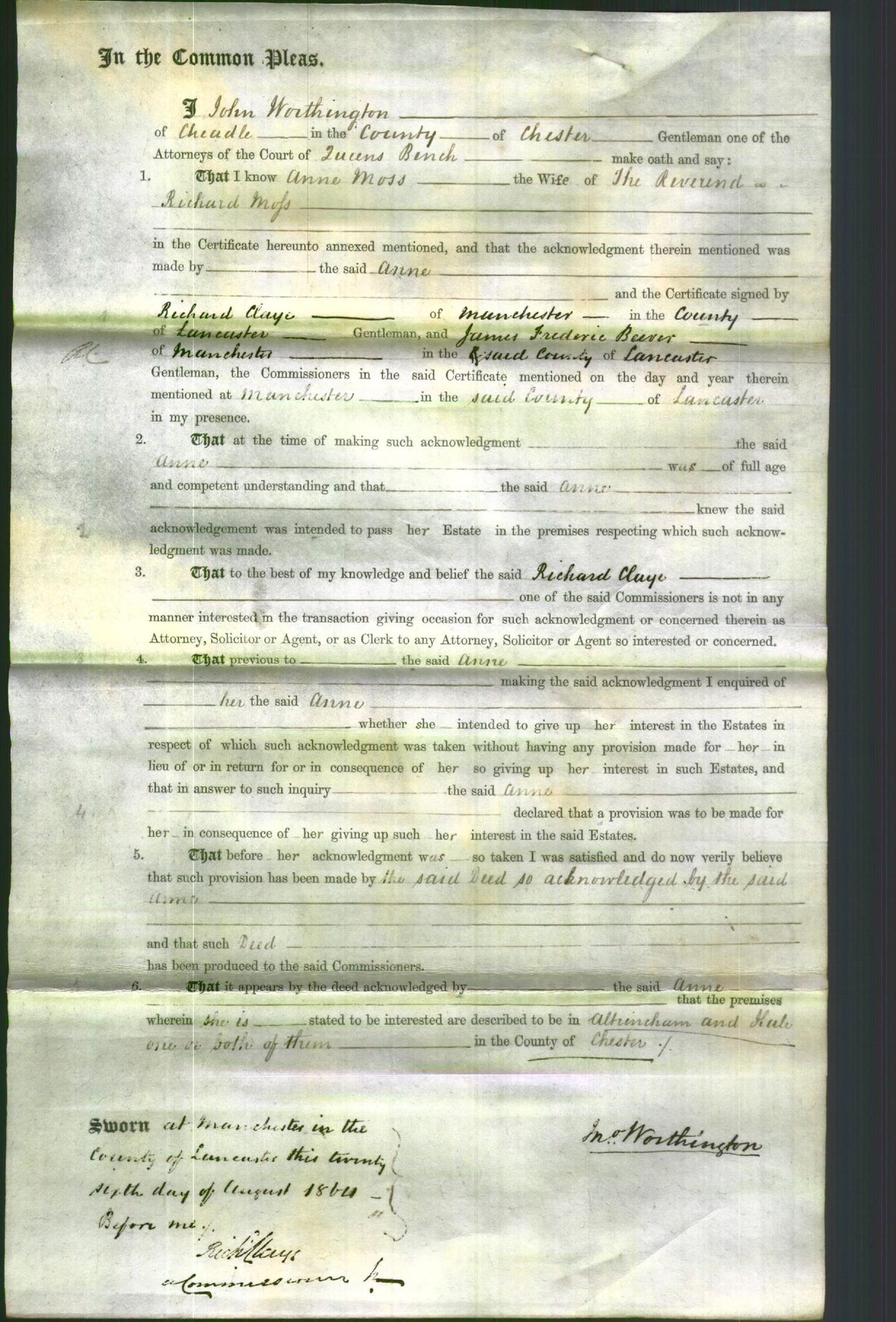 Court of Common Pleas - Anne Moss