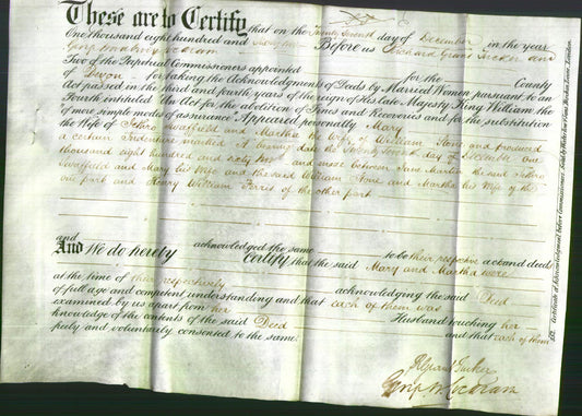 Deed by Married Women - Mary Swaffield and Martha Stone