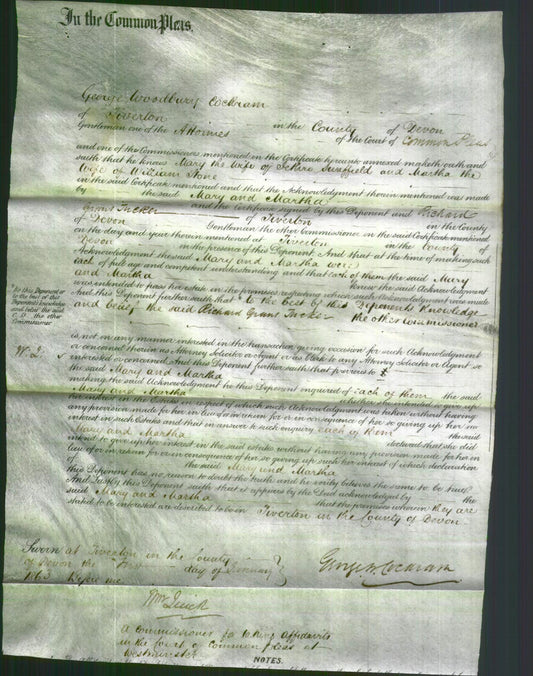 Court of Common Pleas - Mary Swaffield and Martha Stone