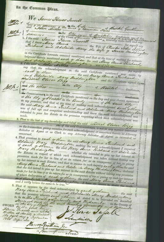 Court of Common Pleas - Mary Ann Richard and Adelaide Mary Waddington