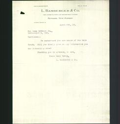 Letterhead - L. Bamberger & Co.
