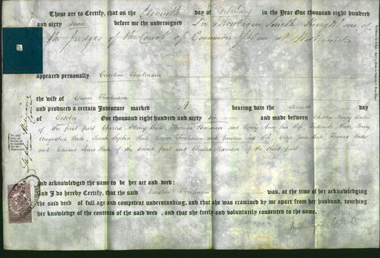 Deed by Married Women - Caroline Tomlinson-Original Ancestry