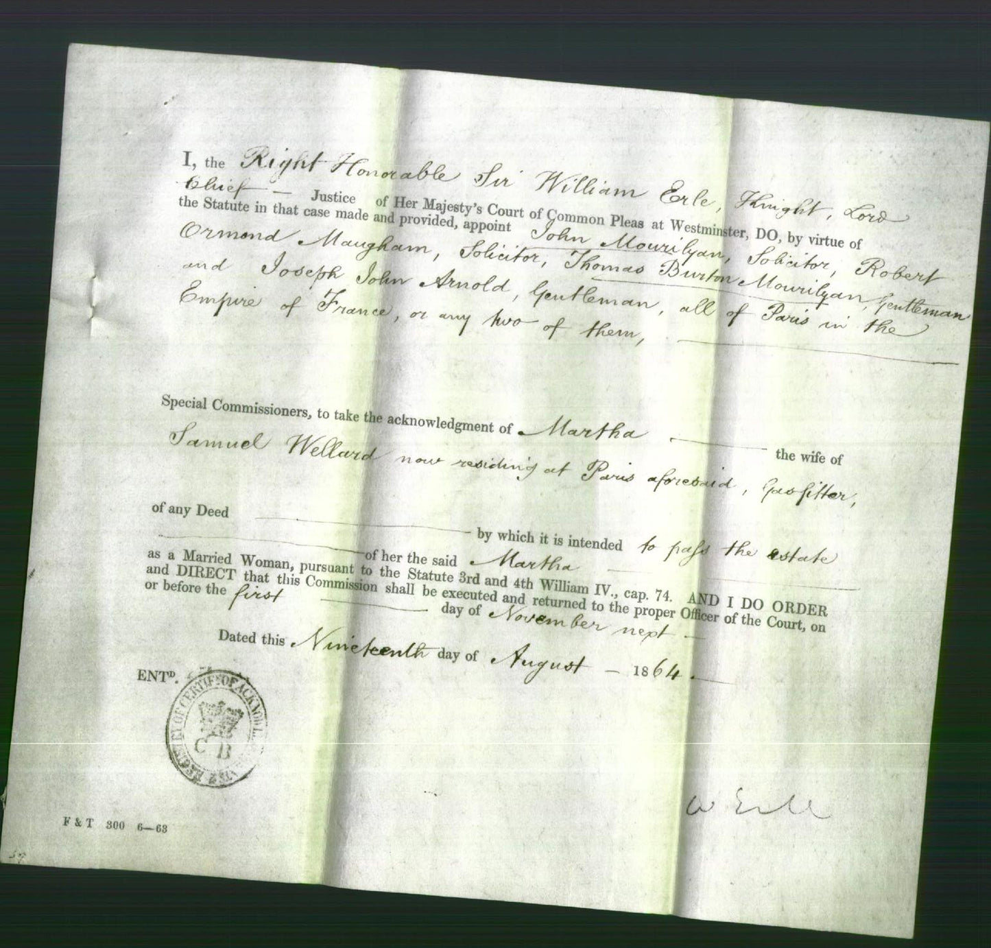 Appointment of Special Commissioners - John Mourilyan, Robert Ormond Maughan, Thomas Burton Mourilyan and Joseph John Arnold