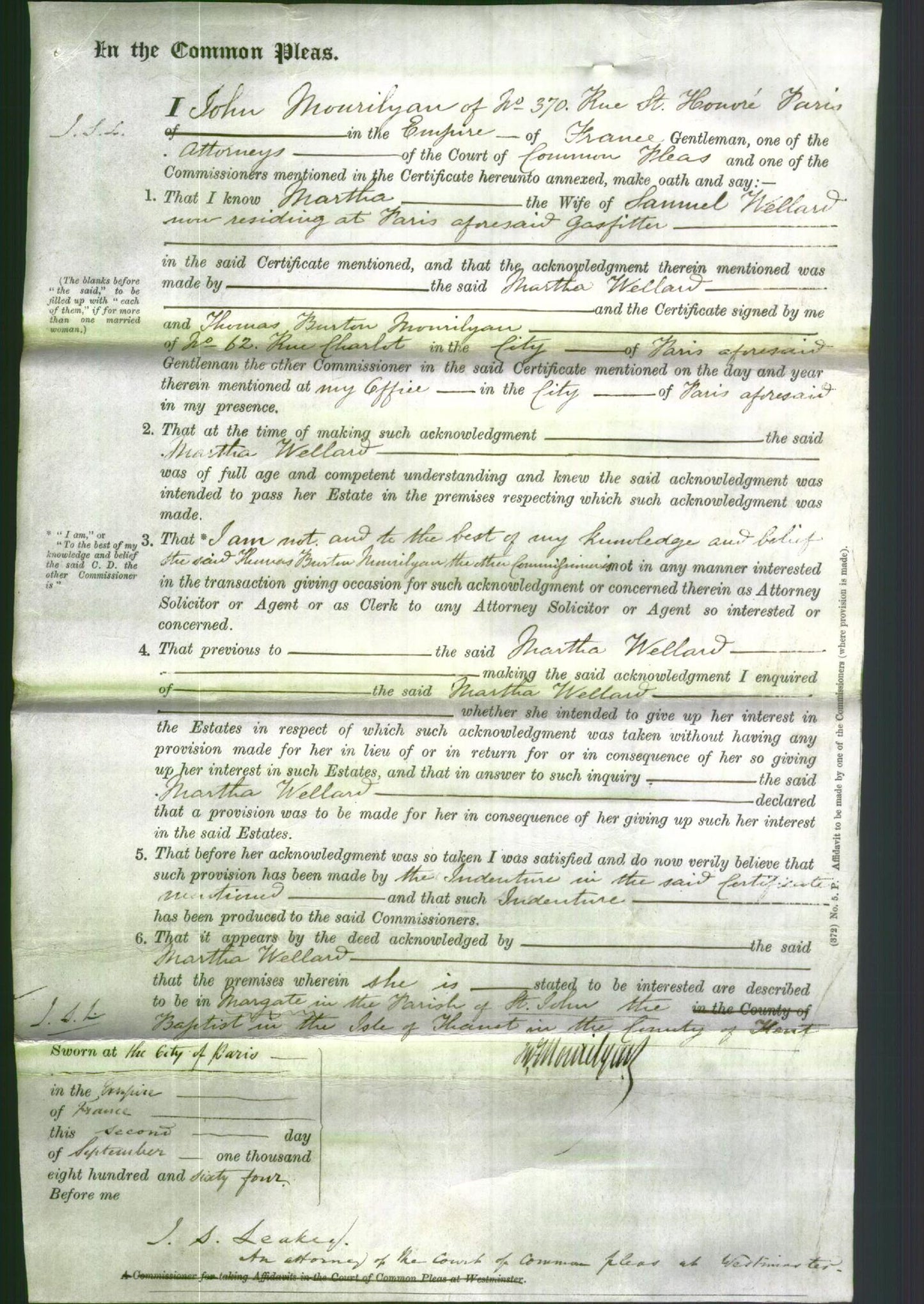 Court of Common Pleas - Martha Wellard