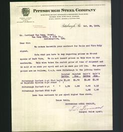 Letterhead - Pittsburgh Steel Company