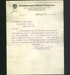 Letterhead - Pittsburgh Steel Company