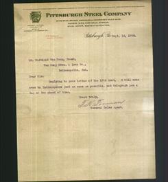 Letterhead - Pittsburgh Steel Company