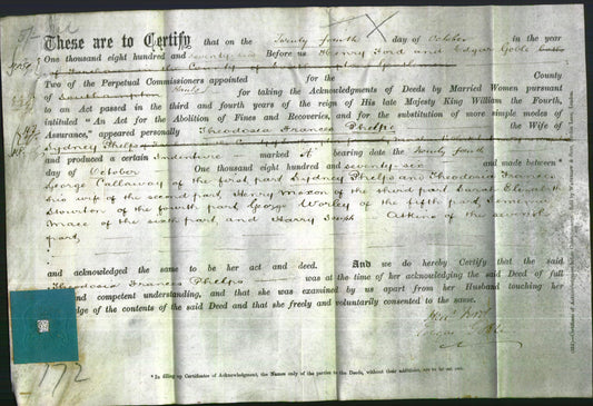 Deed by Married Women - Theodosia Frances Phelps-Original Ancestry