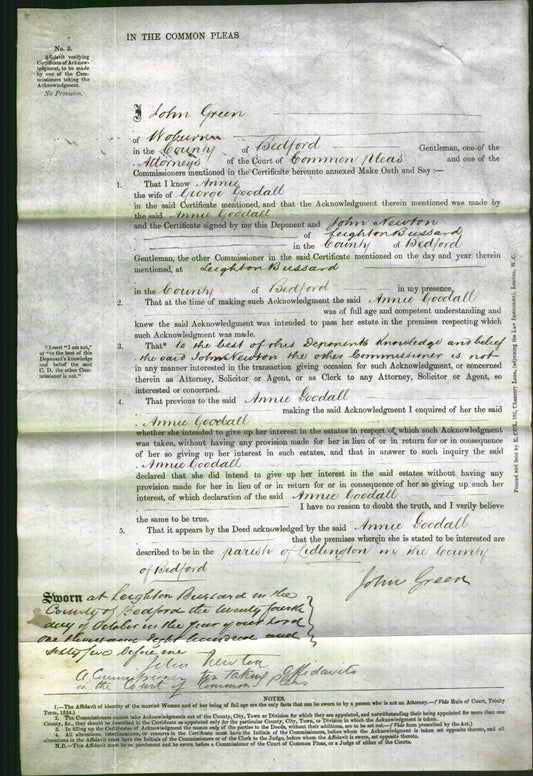 Court of Common Pleas - Anne Goodall-Original Ancestry