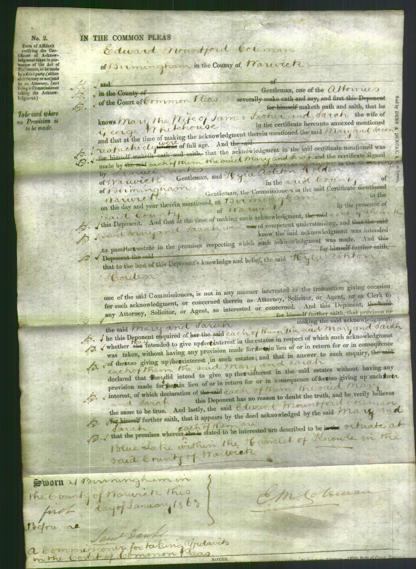 Court of Common Pleas - Mary Fisher and Sarah Whitehouse