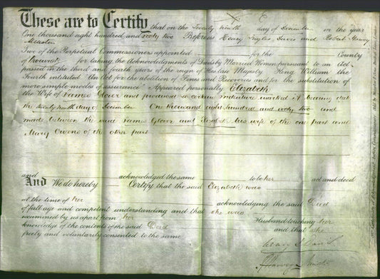 Deed by Married Women - Elizabeth Glover