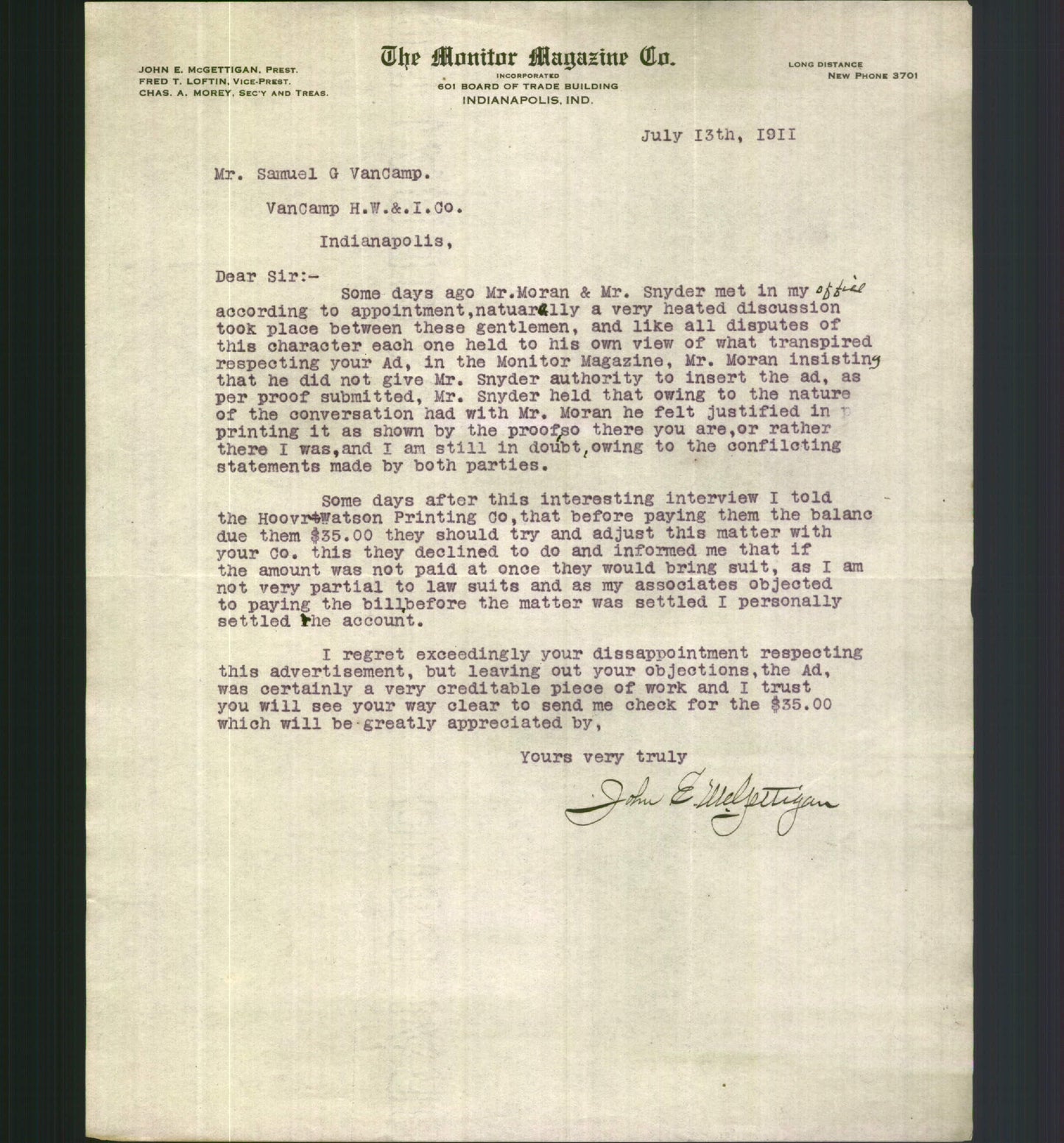 Letterhead - The Monitor Magazine Co.