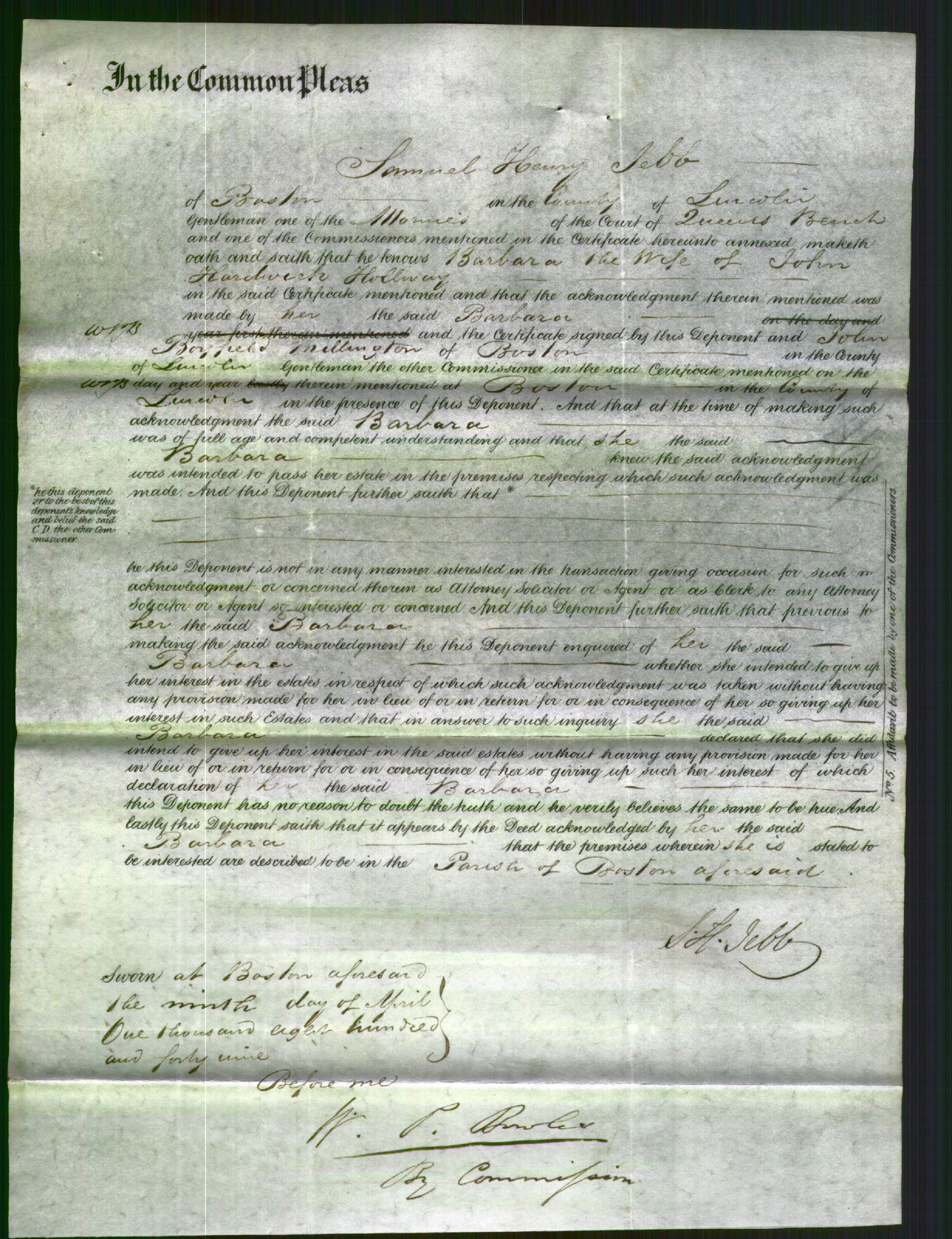 Court of Common Pleas - Barbara Hollway-Original Ancestry